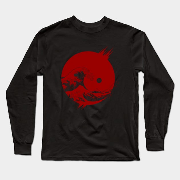 Red Wave Long Sleeve T-Shirt by pilipsjanuariusDesign